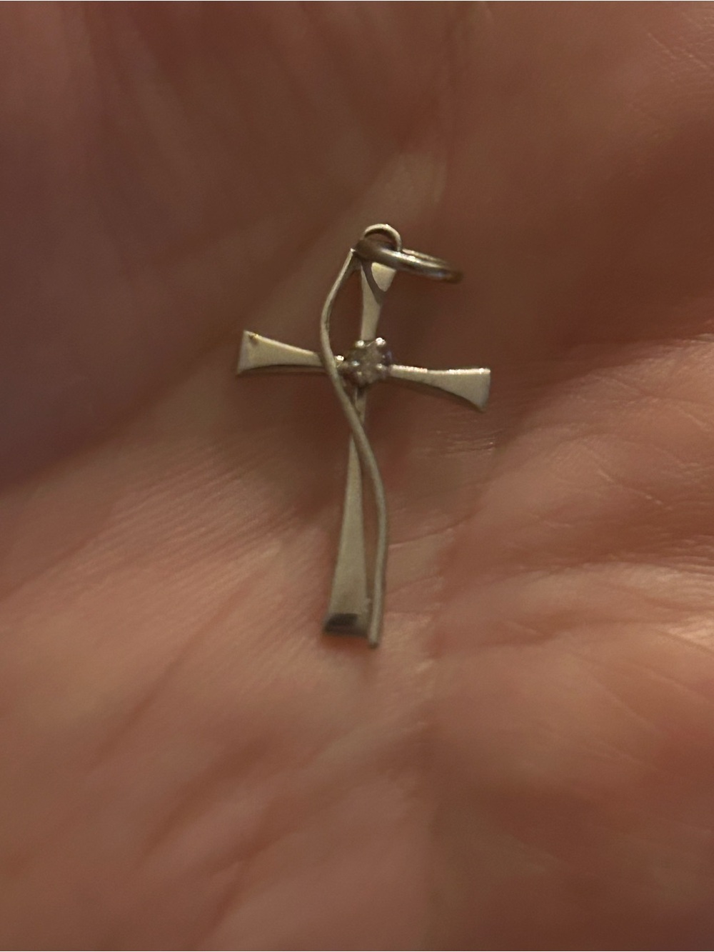 Sterling silver and diamond cross pendant